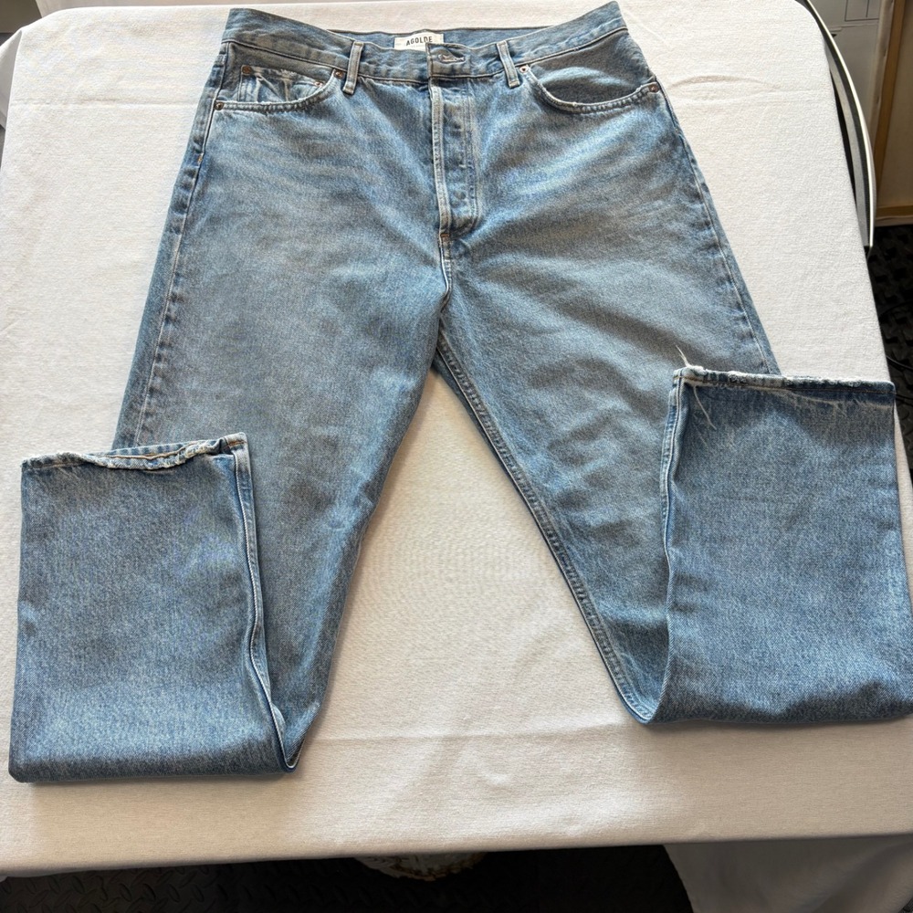 AGOLDE, 90's Pinch, Straight Leg Jeans, Light Blue, Size 31, MSRP $228